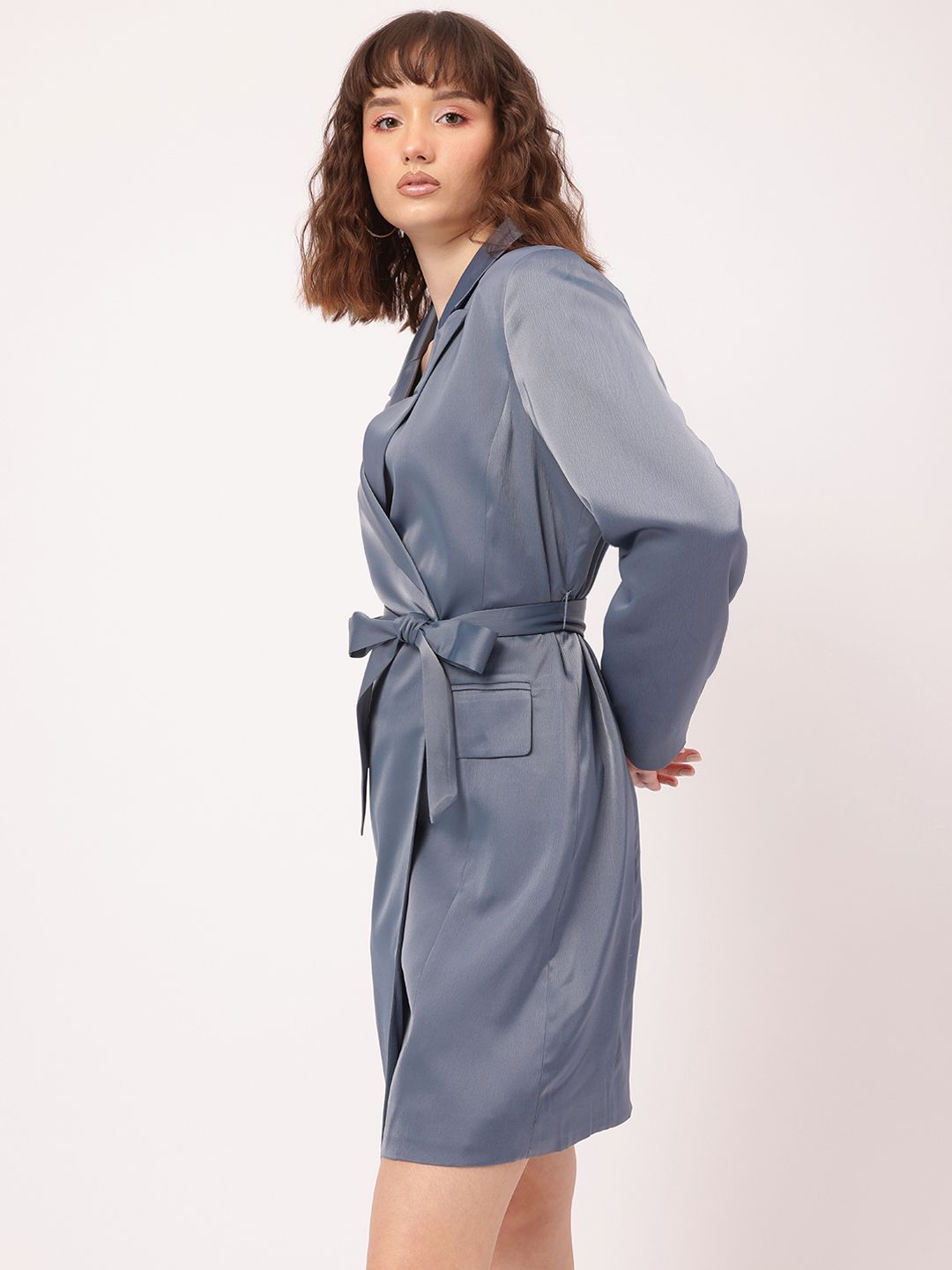 DressBerry Graceful Aesthetic Belted Mini Blazer Dress