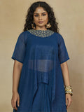 Atasan Crop Leher Bulat Bersulam Mamicha Dengan Set Co-Ords Cape & Skirt