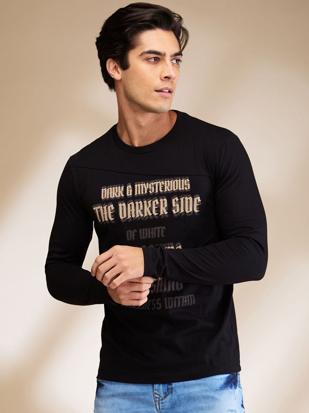 Being Human Men Typography Printed Round Neck Cotton Slim Fit T-shirt