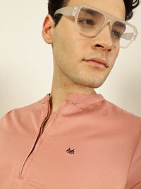 Thomas Scott Men Solid Mandarin Collar Cotton T-Shirt