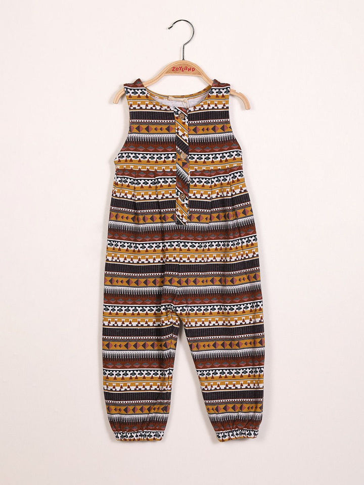 YK Girls Printed Cotton Jumpsuit With T-Shirt