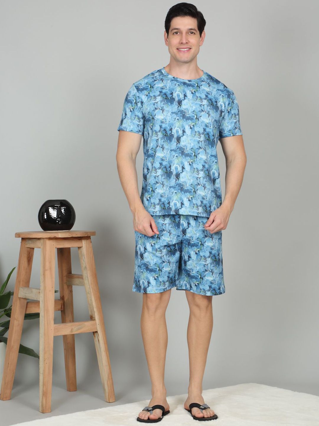 Sweet Dreams Printed Round Neck T-Shirt & Shorts