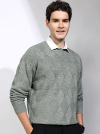 HIGHLANDER Men Self Design Round Neck Long Sleeves Pullover Sweaters