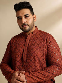 SOJANYA PLUS Embroidered Mandarin Collar Straight Pure Cotton Kurta