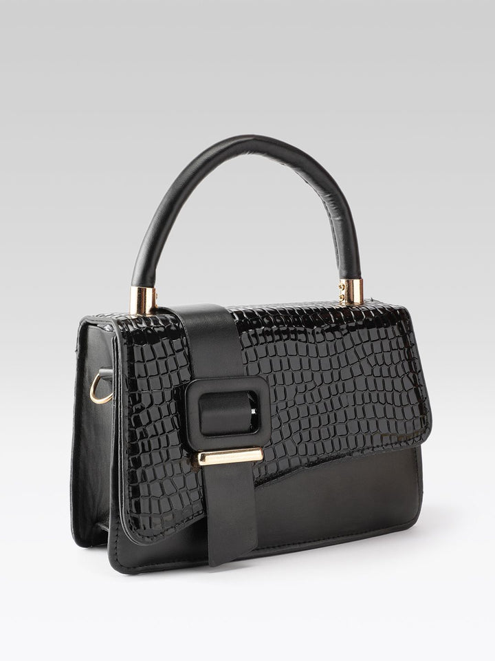 DressBerry Textured Structured Satchel with Belt Detail