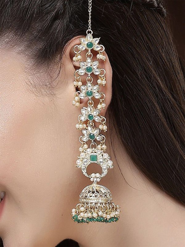 KARATCART Gold Plated Kundan Studded Jhumkas Earrings