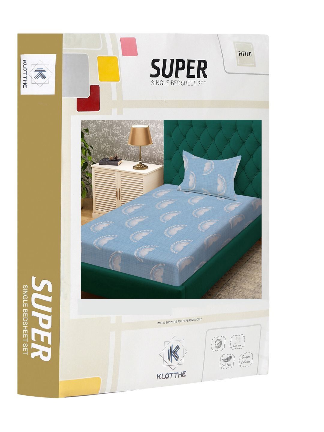 Blue & Cream-Coloured Printed 300 TC Single Bedsheet With Pillow Cover