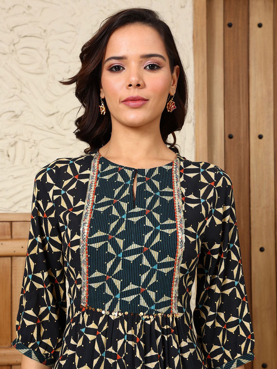 W Women Embroidered Sequinned Kurta