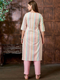 KALINI Striped Straight Kurta With Trouser