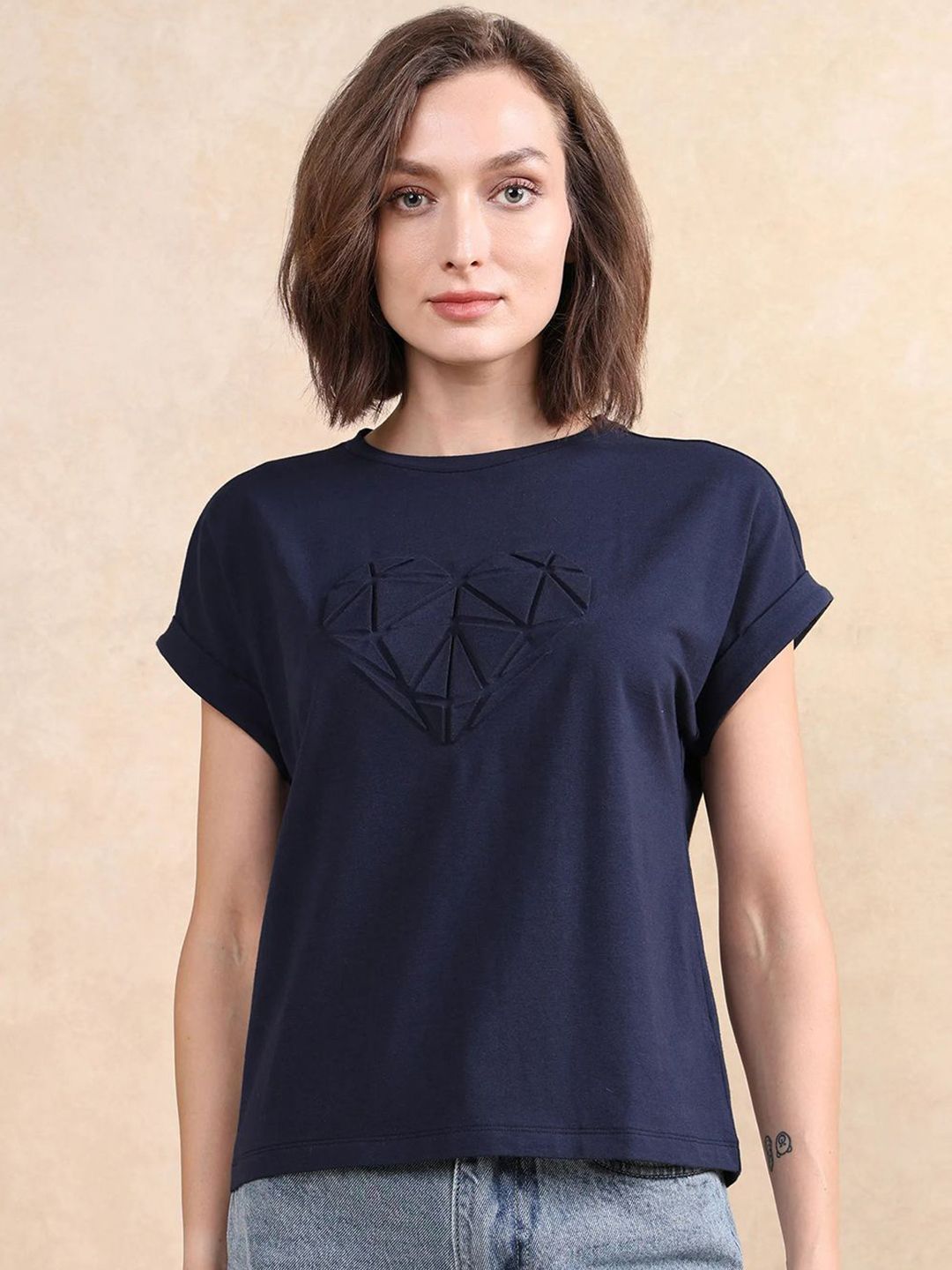 RAREISM Women Printed Extended Sleeves Pockets T-shirt