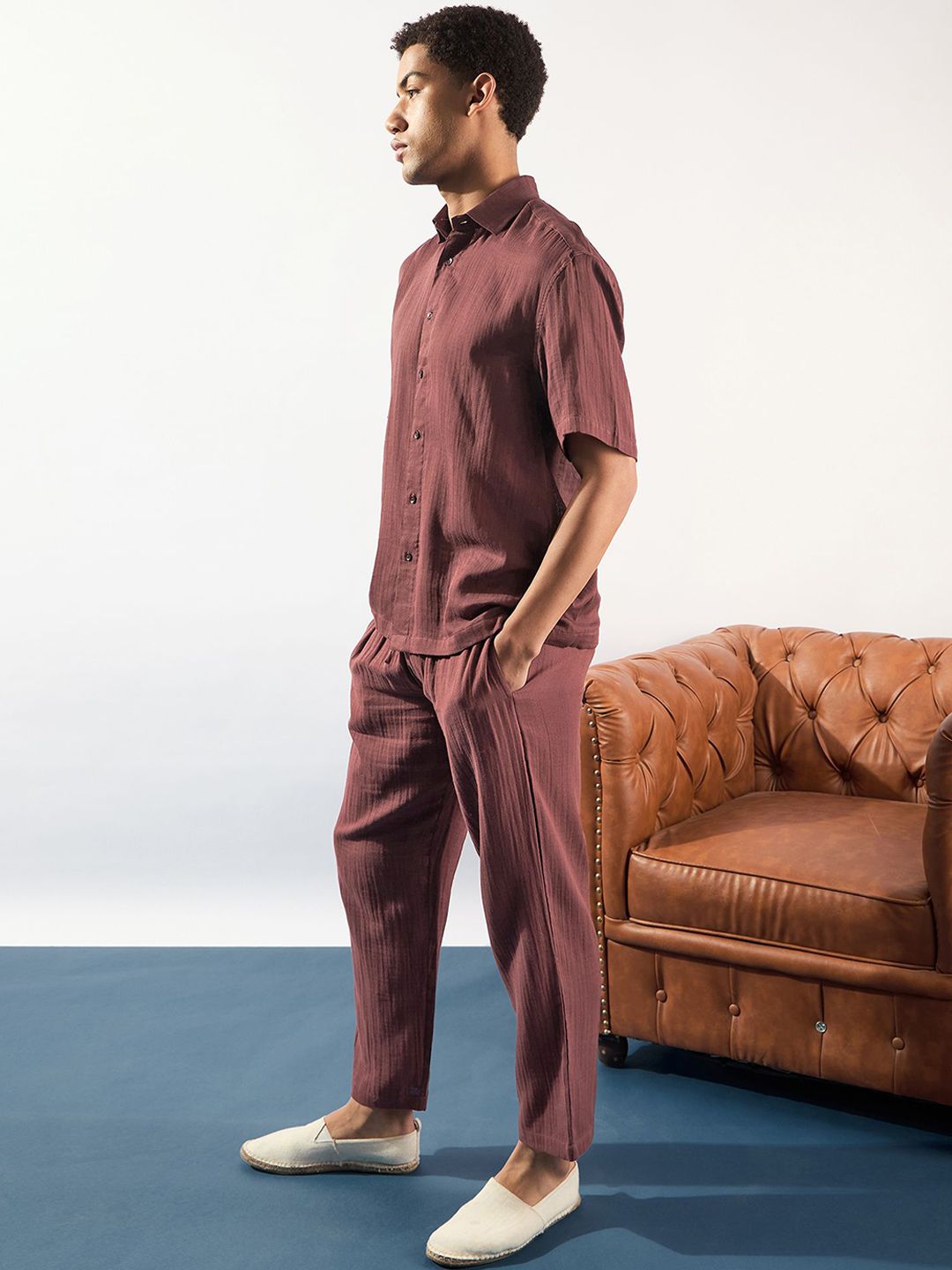 DENNISON Pure Cotton Oversized Shirt With Trousers Co-Ords