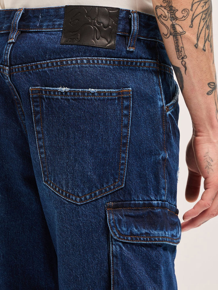 THE BEAR HOUSE Men Loose Fit Outdoor Denim Shorts