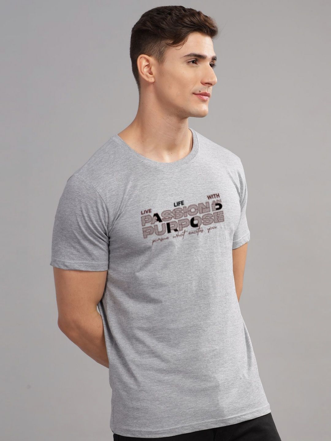 ADRO Typography Printed Round Neck Cotton T-shirt