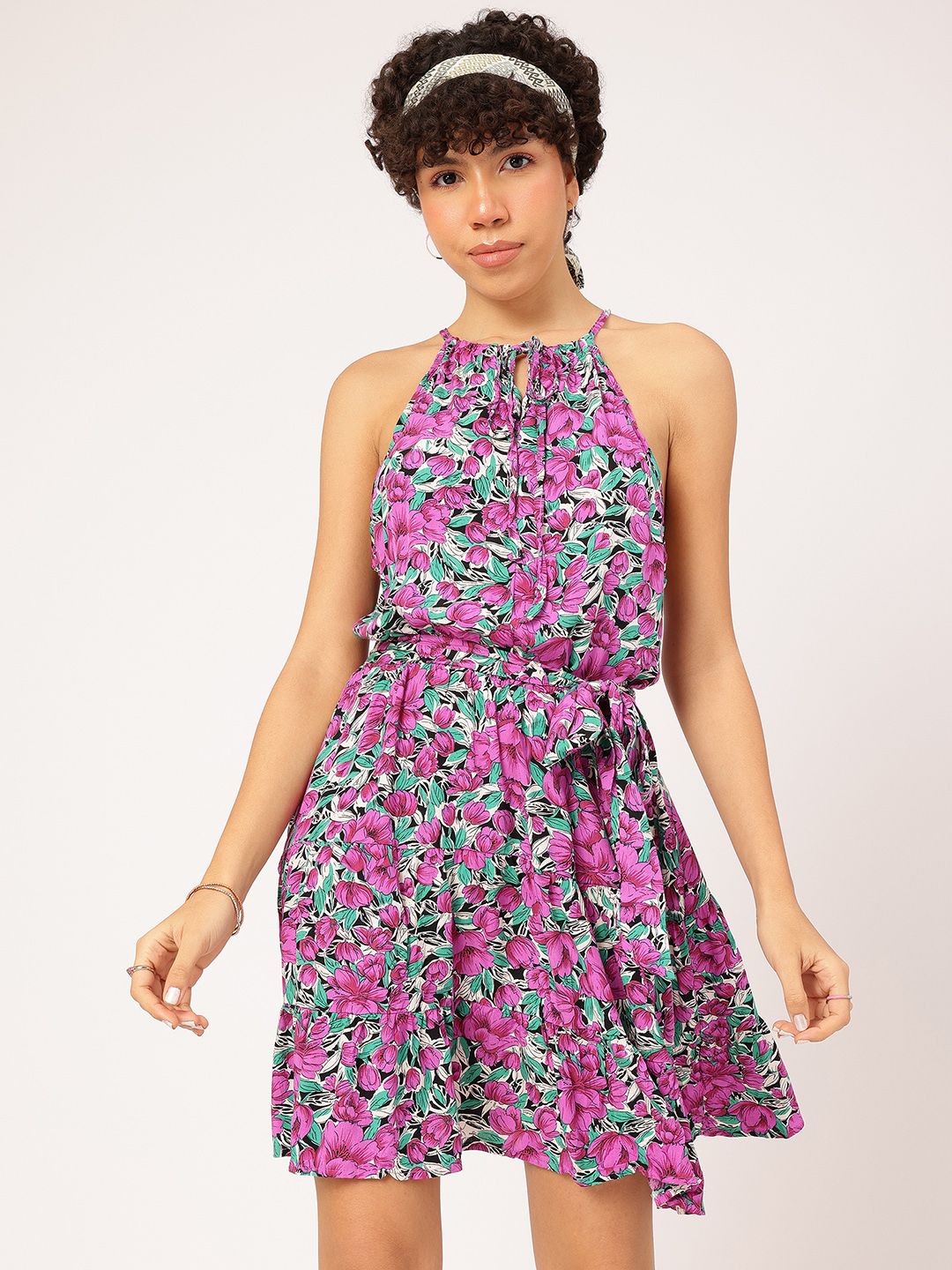 DressBerry Floral Fantasy Printed Fit & Flare Dress
