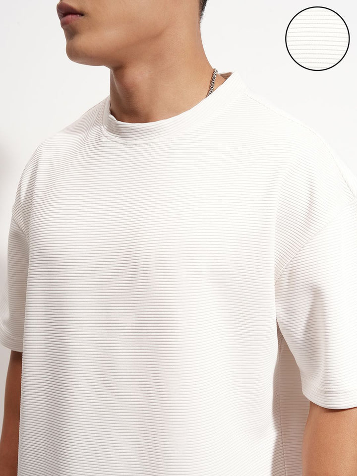 HIGHLANDER Self Design Oversized-Fit T-Shirt With Shorts Co-Ords