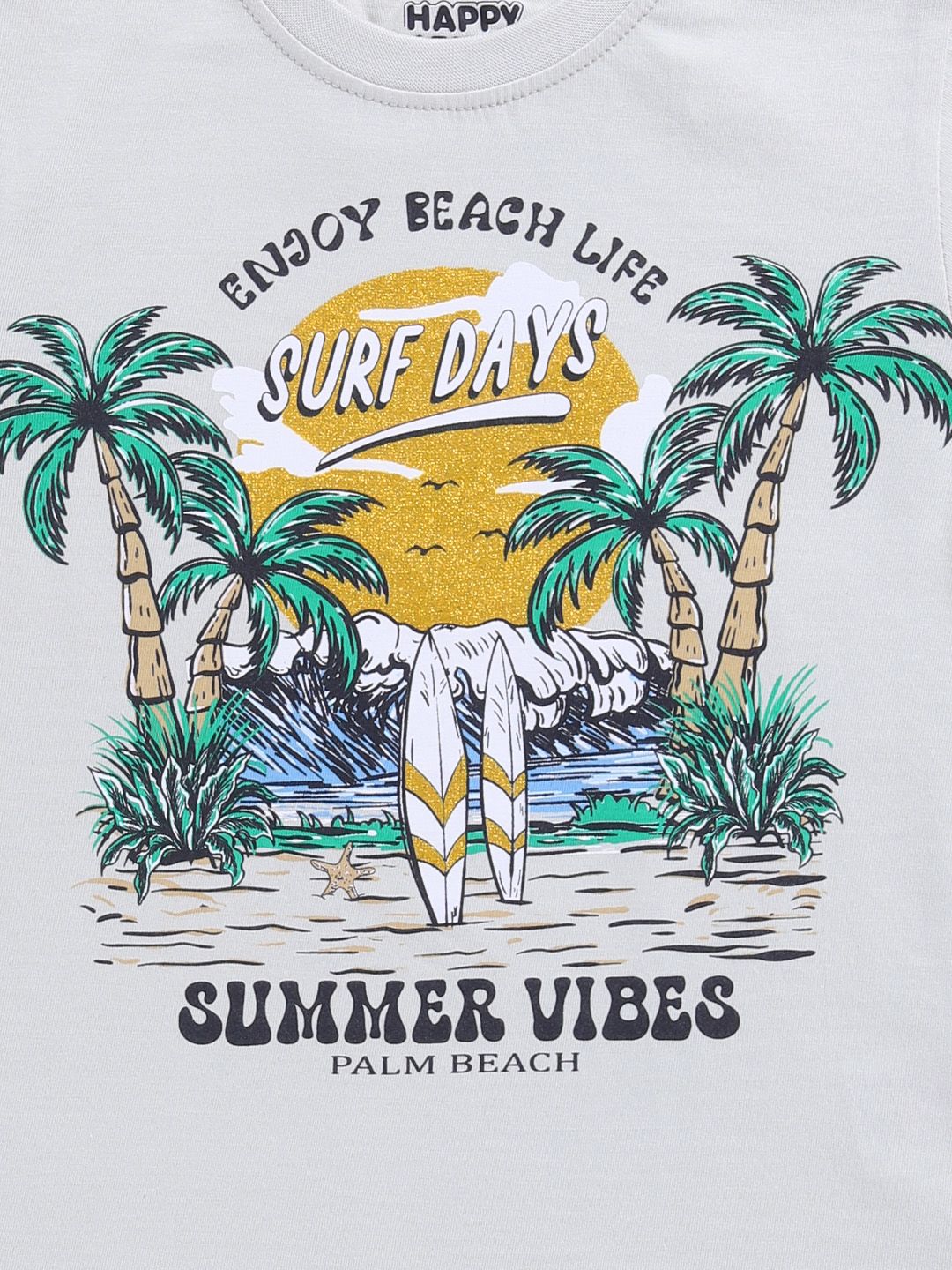 Happy Faces Boys Printed Tropical Pure Cotton T-shirt
