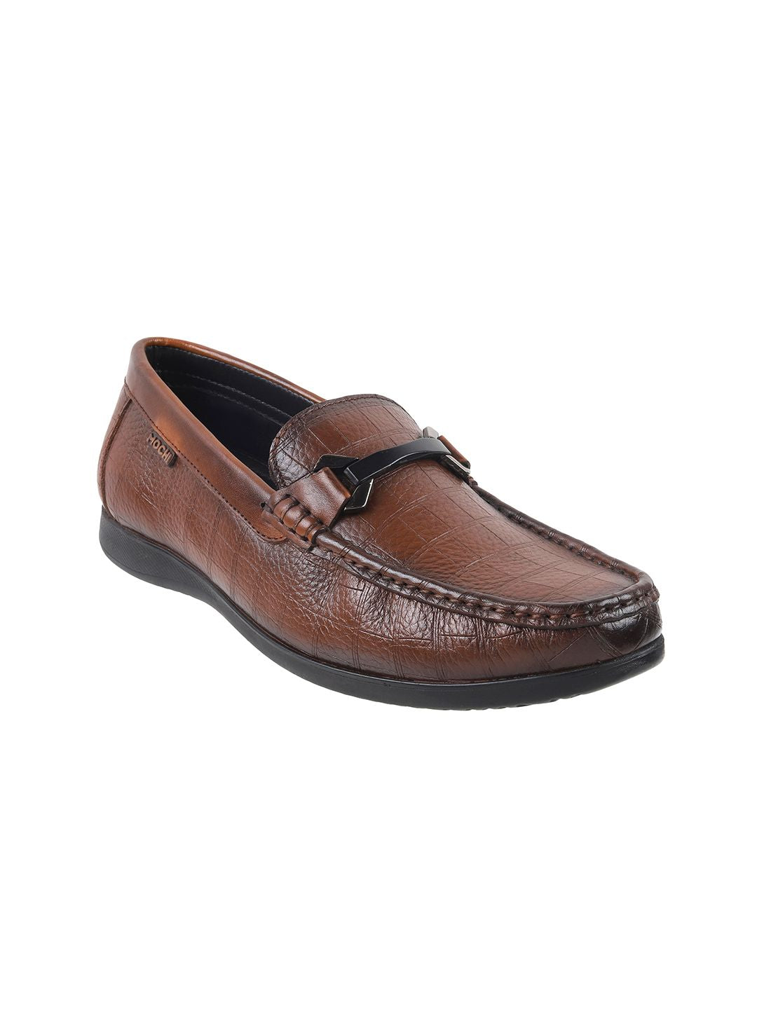 Mochi Men Textured Leather Formal Loafers