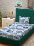 Myntra Elegant Homes Blue Geometric 400 TC Single Bedsheet with 1 Pillow Covers