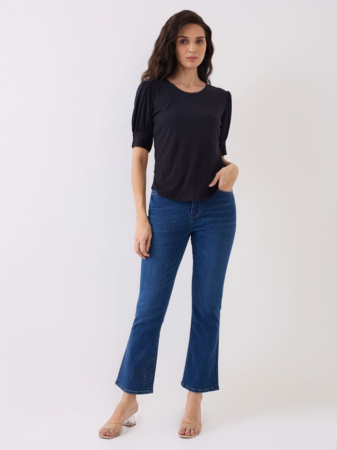 SPYKAR Women Extended Sleeves Cut Outs T-shirt