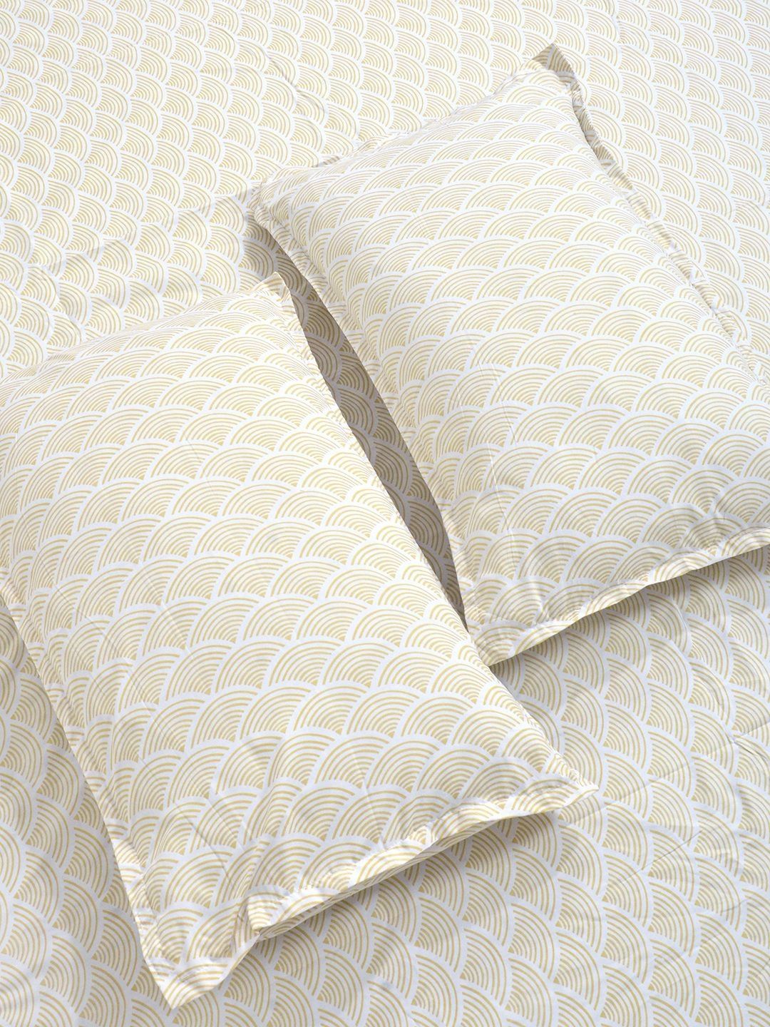 Aura Beige Geometric Printed 300 TC Set Cadar Double King 2.50 m x 2.25 m