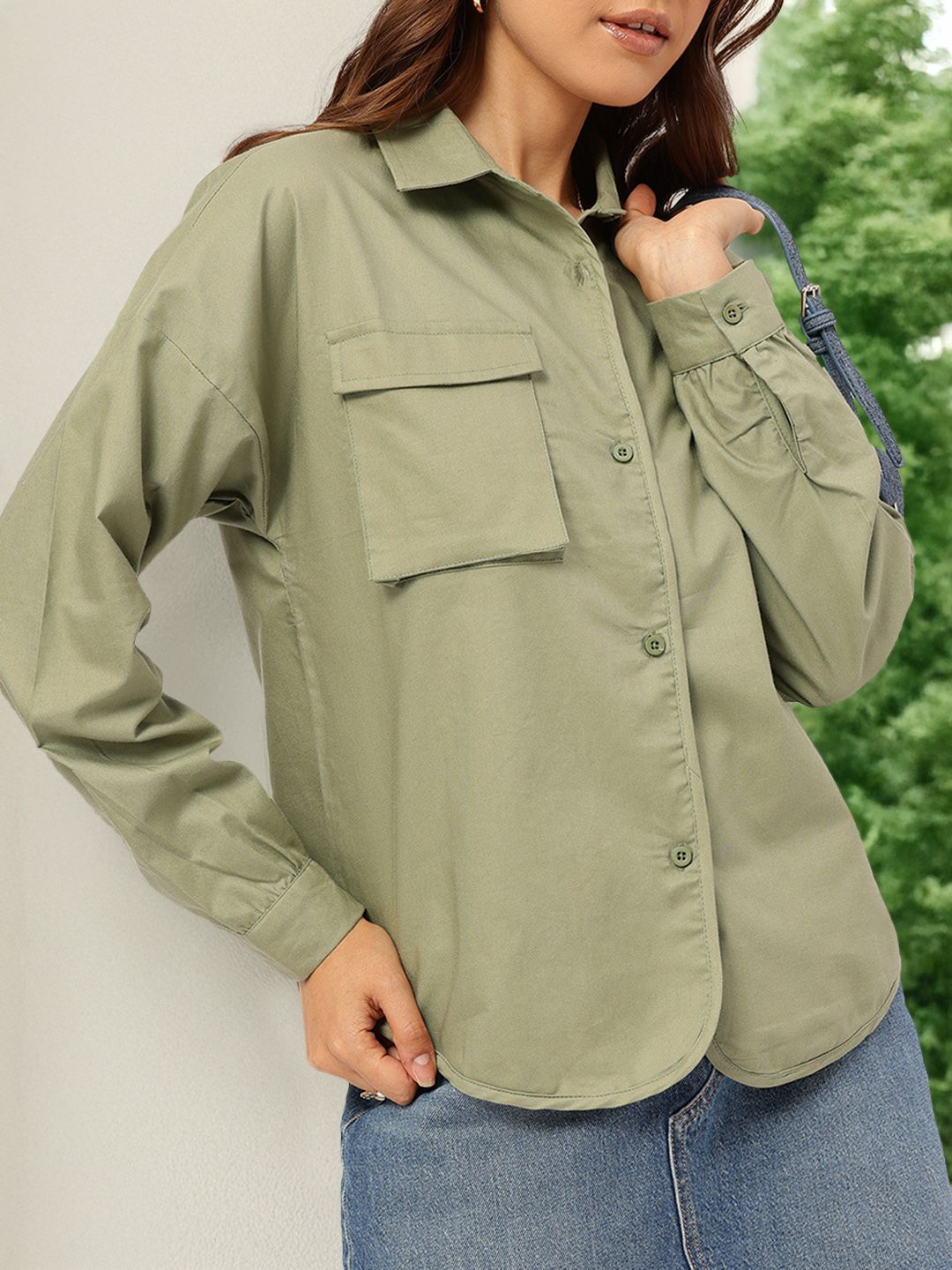 DressBerry Army Chic Chest Pocket Detail Shirt