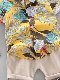 YK Boys Printed Shirt With Shorts Clothing Set