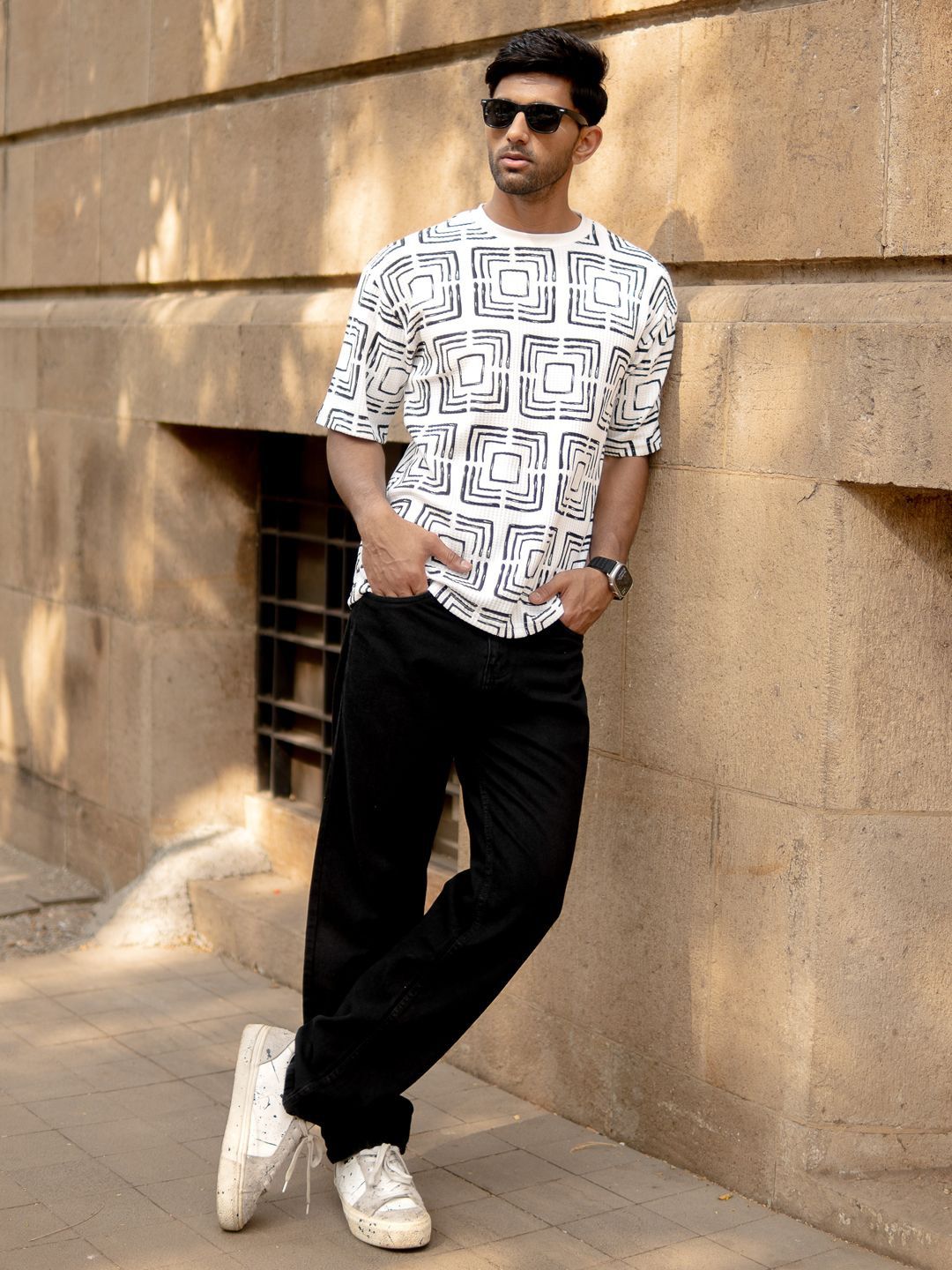 Powerlook Men Typography Printed Drop-Shoulder Sleeves T-shirt