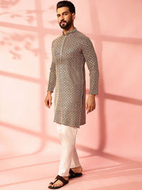 Anouk Geometric Embellished Sequinned Cotton Straight Kurta