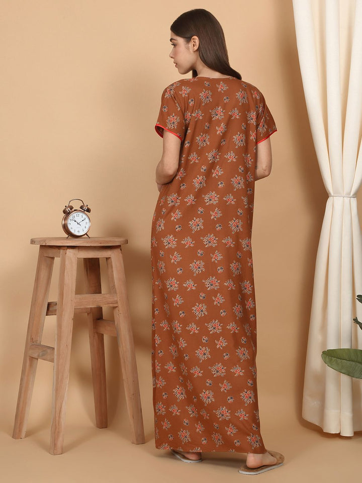Sweet Dreams Women Floral Printed Pure Cotton Maxi Nightdress