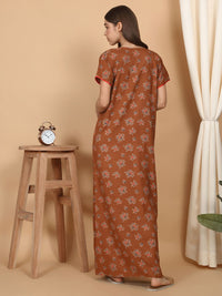 Sweet Dreams Women Floral Printed Pure Cotton Maxi Nightdress