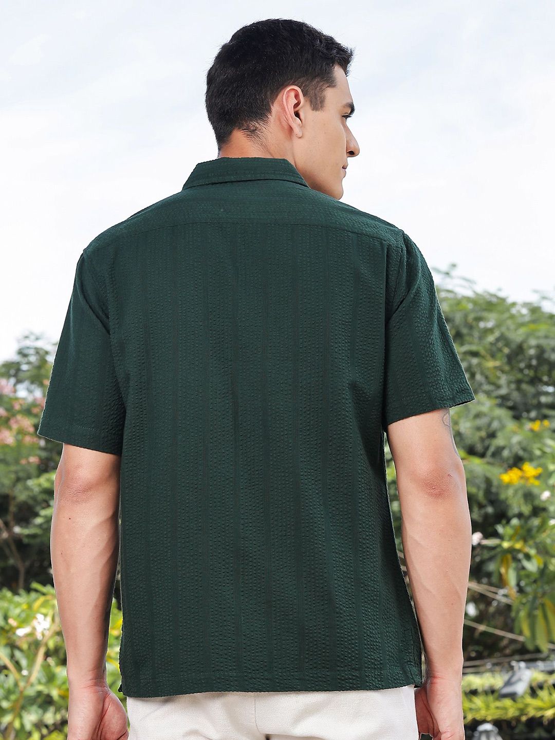 Thomas Scott Men's Premium Seersucker Cotton Casual Shirt
