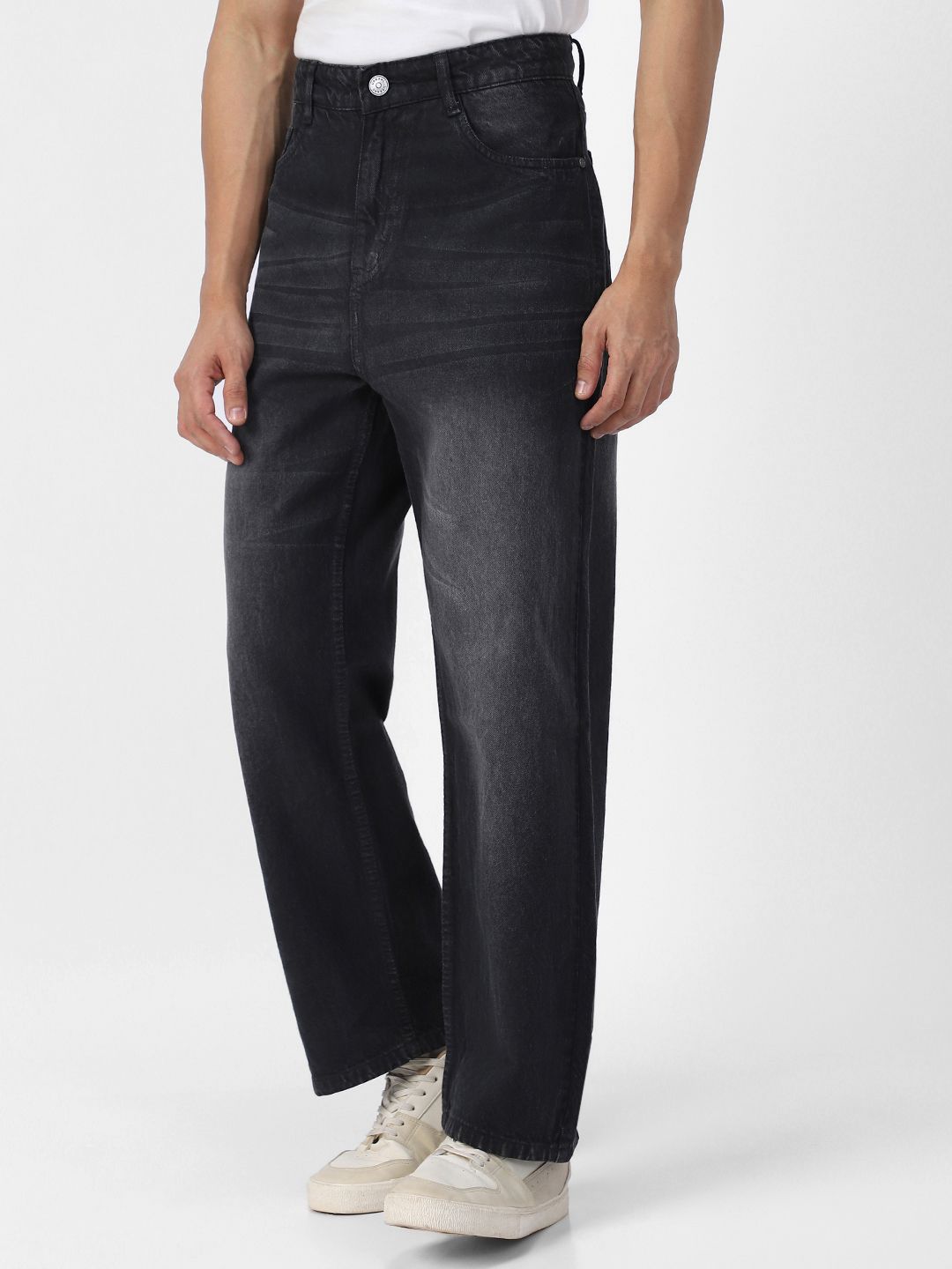 Urbano Fashion Men Loose Relaxed Fit Heavy Fade Jeans