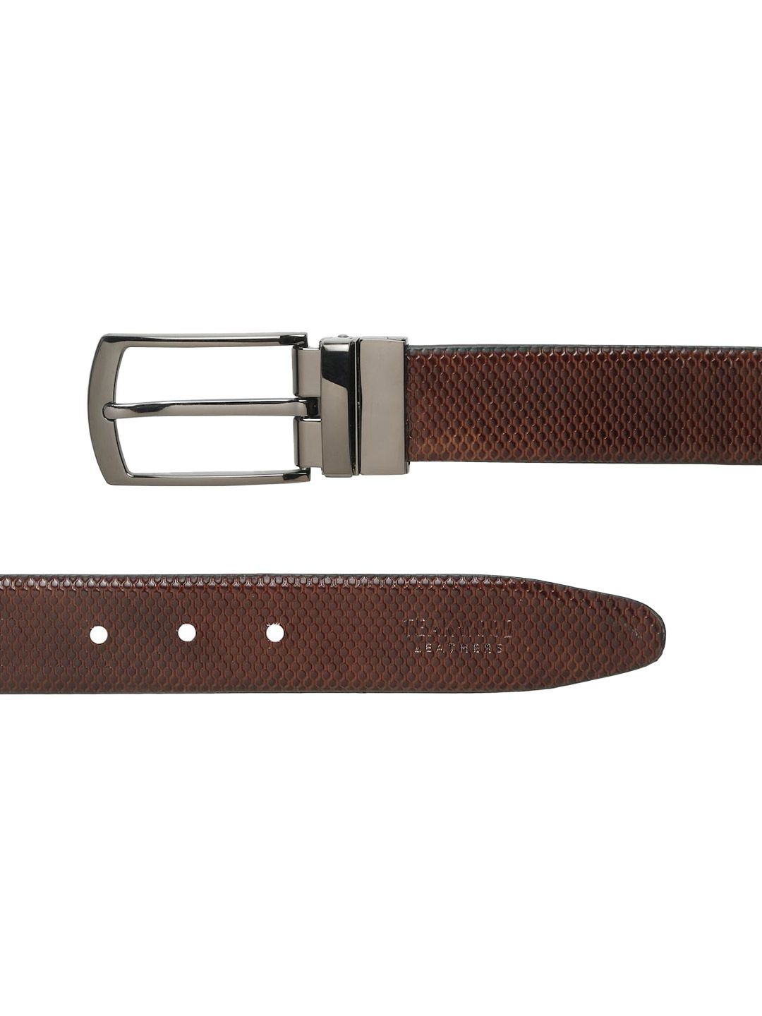 Teakwood Leathers Men Textured Leather Reversible Formal Belt