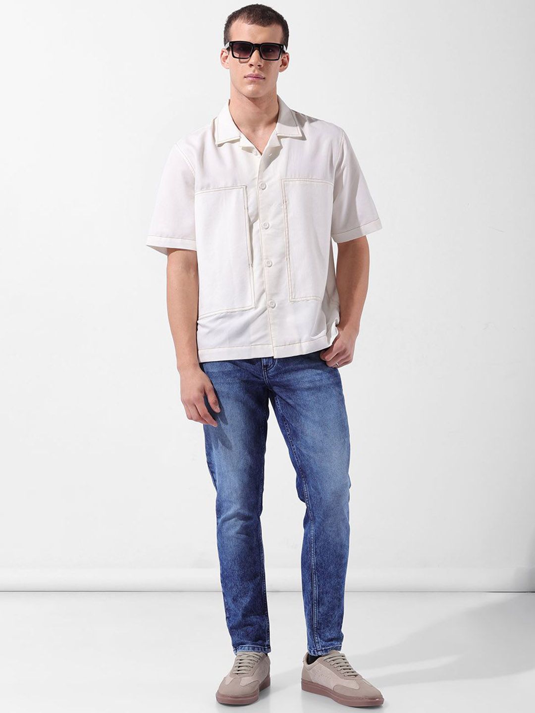 The Indian Garage Co Men Slim Fit Mid-Rise Stretchable Cotton Jeans