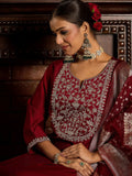 Indo Era Ethnic Motifs Zari Embroidered Liva Kurta with Trouser & Dupatta