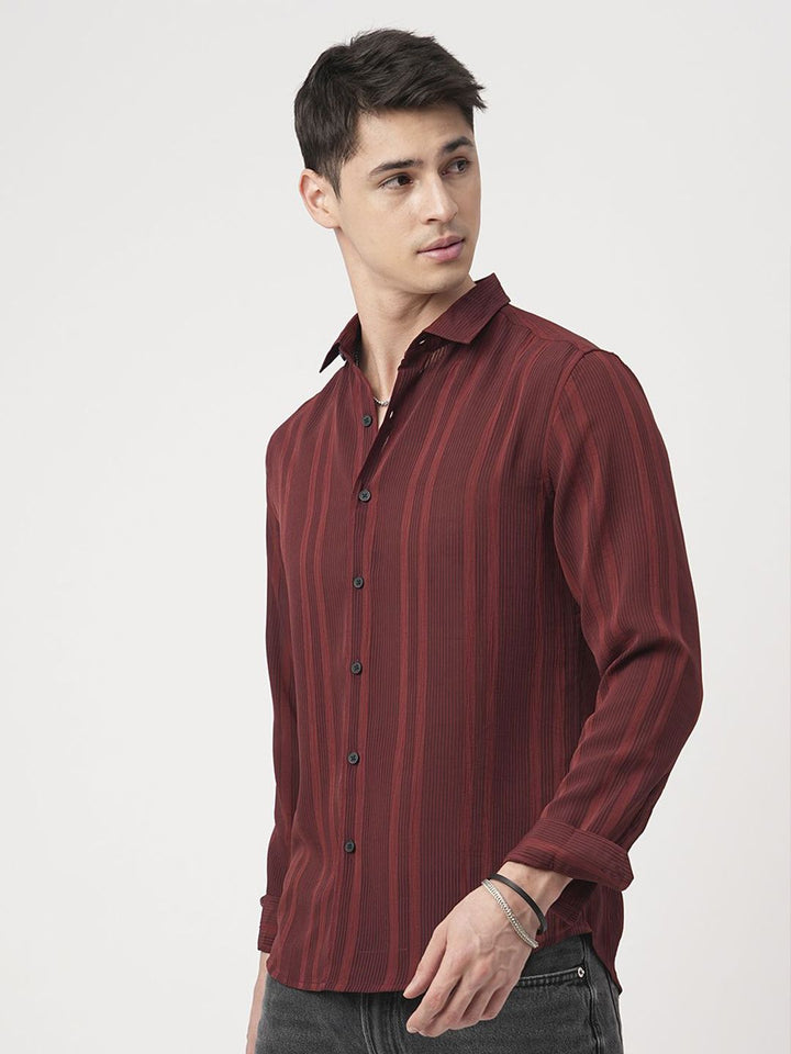 VASTRADO Men Classic Slim Fit Opaque Striped Casual Shirt