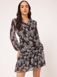 DressBerry Fashionista Flair Printed Ruched Mini Sheath Dress