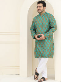 SOJANYA PLUS Plus Size Ethnic Motifs Embroidered Thread Work Kurta with Pyjamas