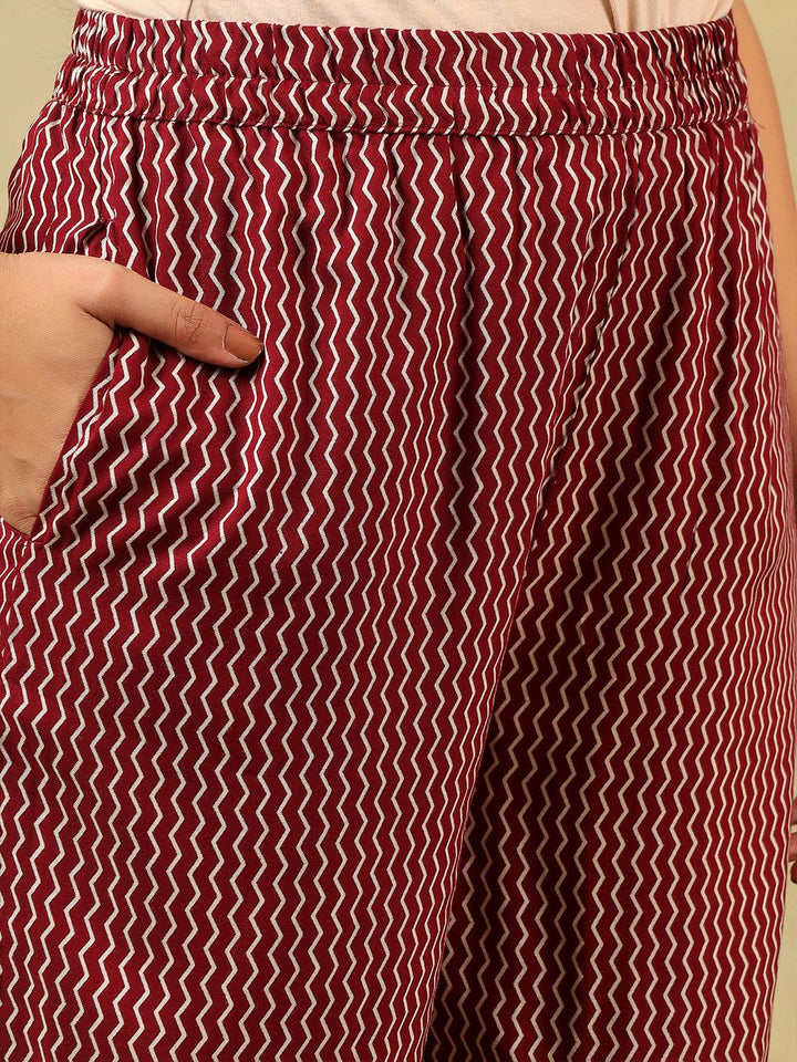 Kurta Kapas Tulen Bercetak Wanita Mamicha dengan Seluar