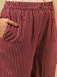 Kurta Kapas Tulen Bercetak Wanita Mamicha dengan Seluar