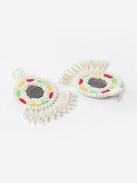 DressBerry Gold-Plated Contemporary Stone Studded & Beaded Drop Earrings
