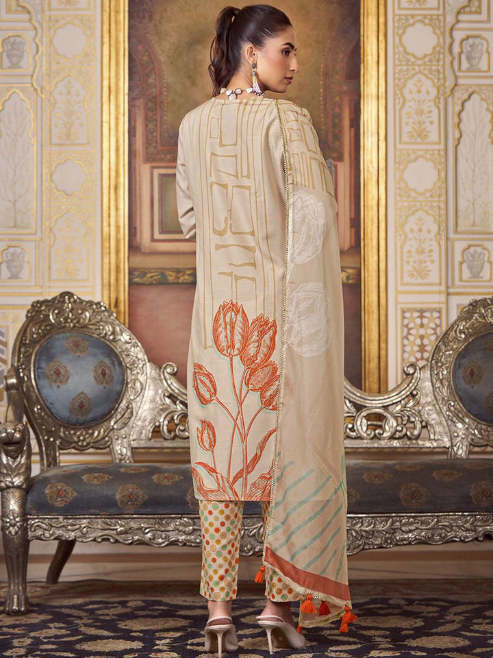 KALINI Floral Embroidered Thread Work Kurta with Trousers & Dupatta