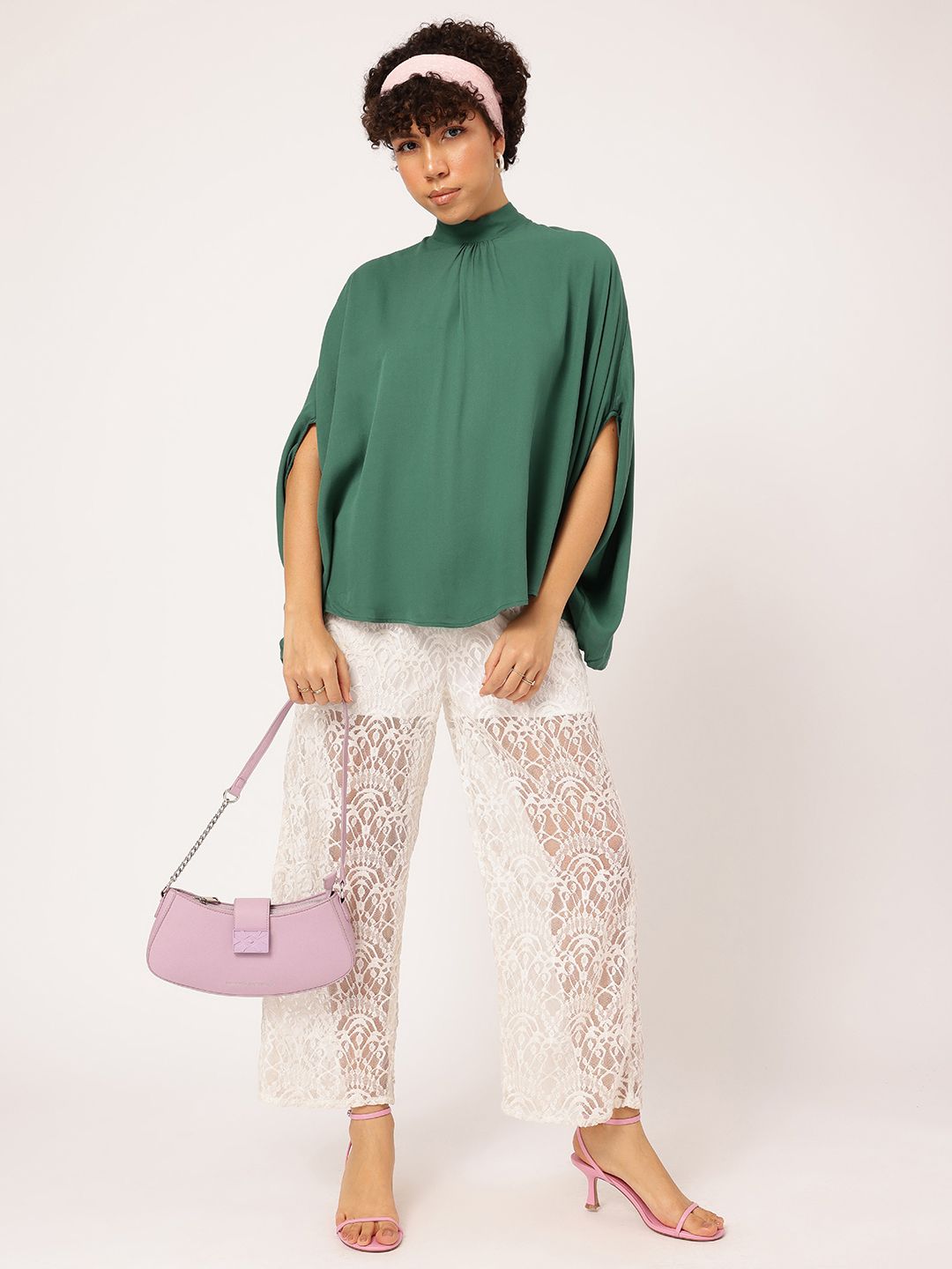 DressBerry Delicately Flirty High-Neck Kimono Sleeves Top