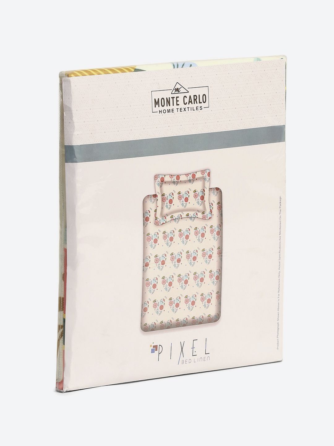 Monte Carlo Pixel White & Pink Floral Printed 120 TC Single Bedsheet Set 1.52 m x 2.30 m