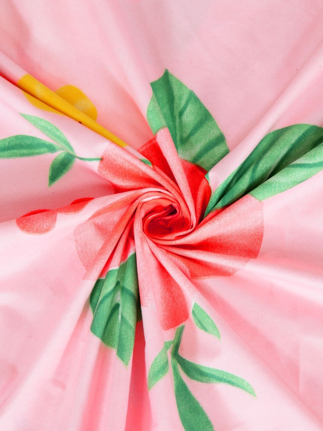 Myntra Elegant Homes Pink Floral Cotton 300 TC Single Cadar Halus dengan Sarung Bantal-220 x 150 cm
