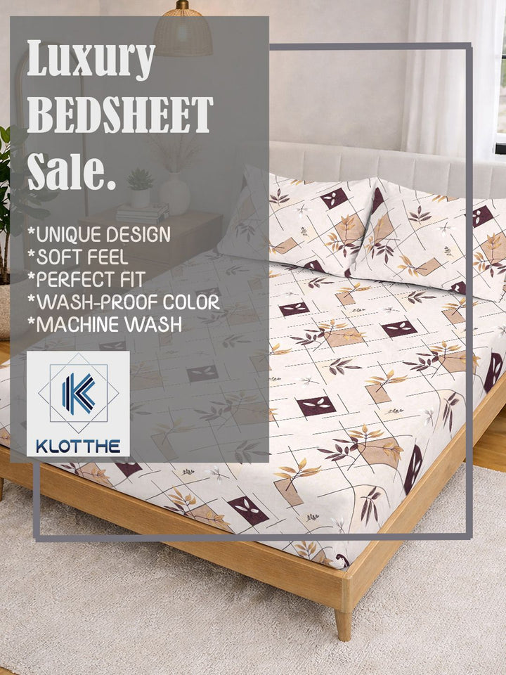 KLOTTHE Cream Geometrik Biasa 300 TC King Cadar Biasa