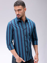The Indian Garage Co Men Slim Fit Multi Stripes Opaque Striped Casual Shirt