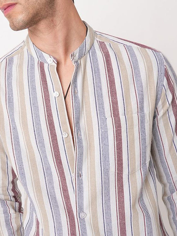 VASTRADO Men Vertical Striped Classic Slim Fit Cotton Casual Shirt