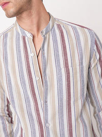 VASTRADO Men Vertical Striped Classic Slim Fit Cotton Casual Shirt