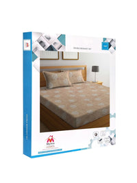 Myntra Elegant Homes Beige Floral Cotton 400 TC King Superfine Bedsheet with 2 Pillow Covers-250 x 225 cm